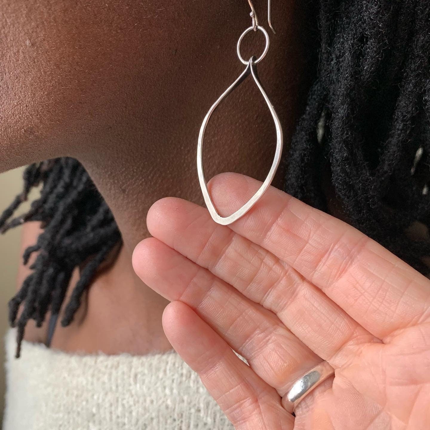 Silver leaf earrings - nature theme jewelry - sterling earrings - boho jewelry - street style - earthy, everyday earrings - gifts for women