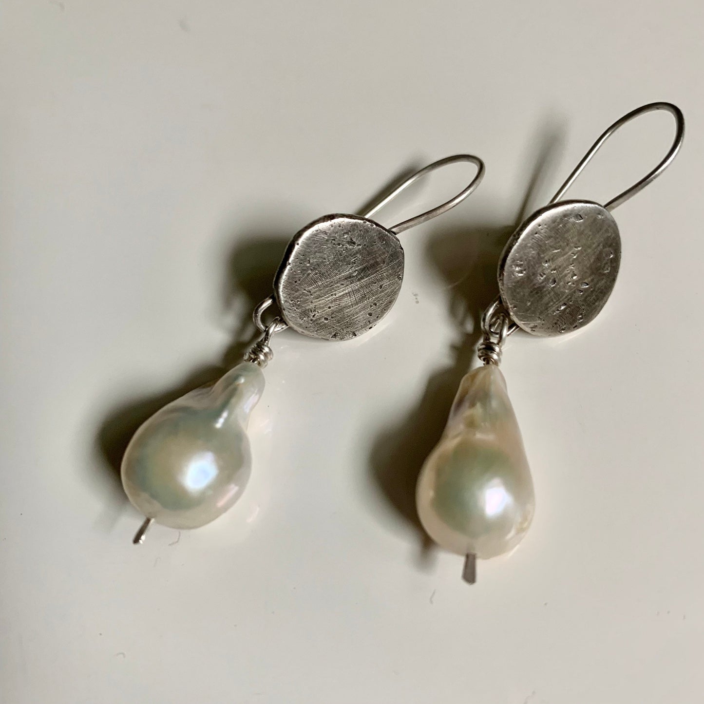 Pearl earrings - baroque freshwater pearl with sterling silver - boho dangle earrings  - handmade silver earrings for women - gift for her