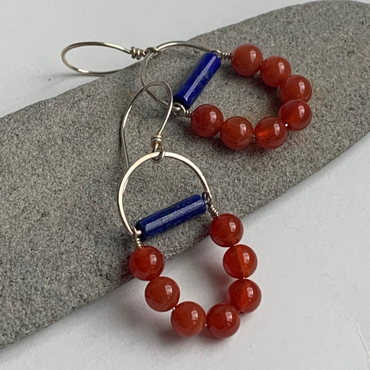 Carnelian and lapis earrings - boho style beaded jewelry - gifts for yoga moms - healing gemstones - chakra balance - earthy handmade