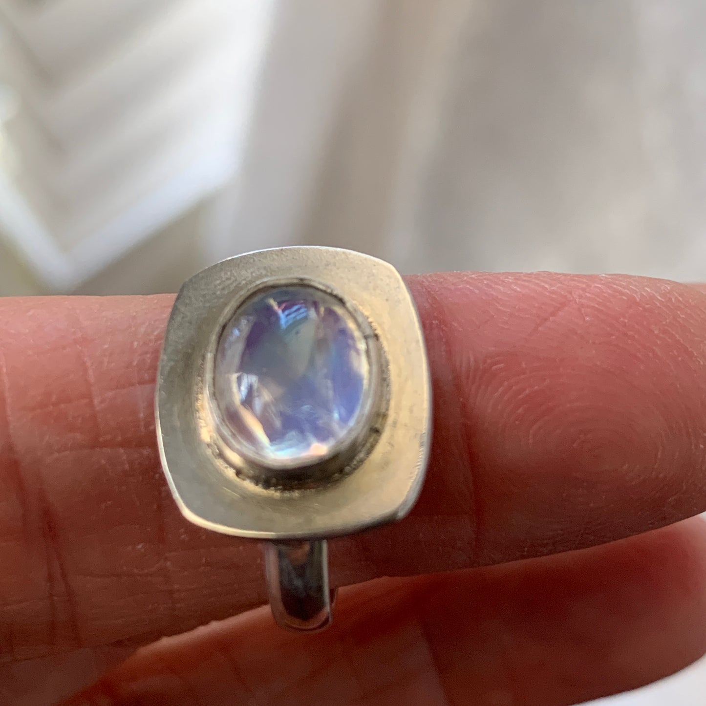 Rainbow Moonstone ring, size 7