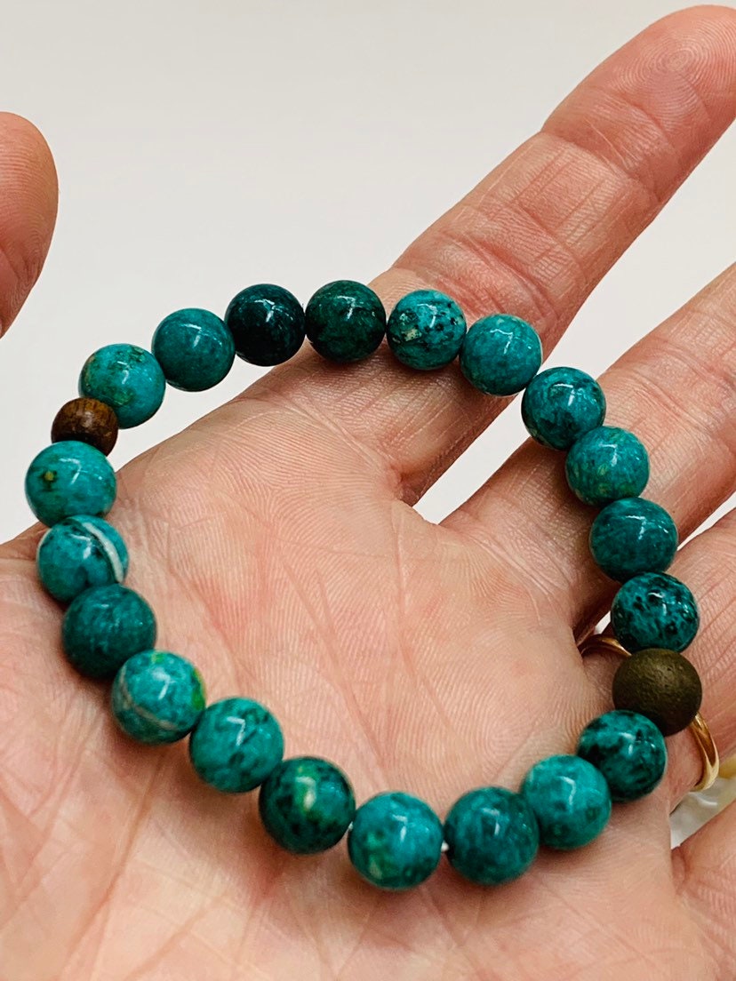 Stretchy bracelets with gemstone beads - natural stone bead mala bracelets