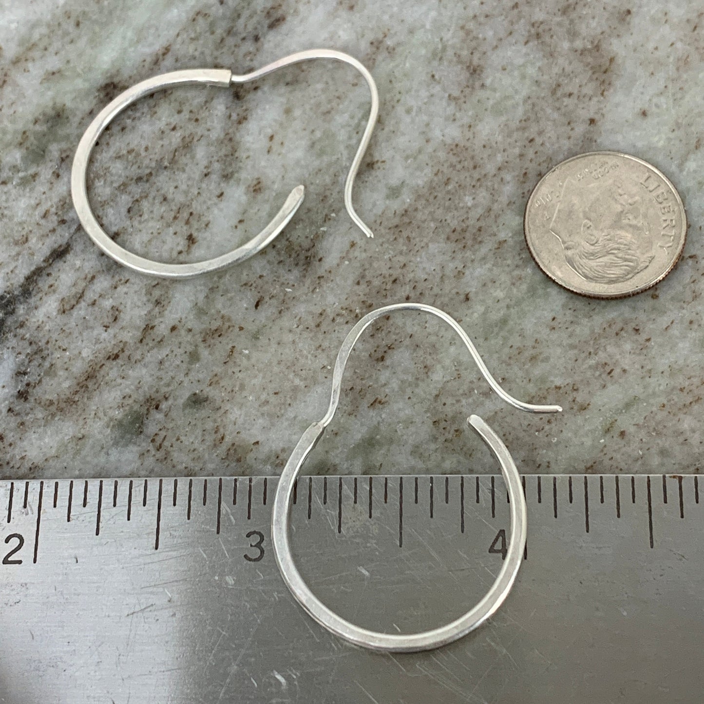 Small silver hoops - sterling silver plain hoops - forged sterling earrings - classic dainty hoops - recycled silver with rustic finish