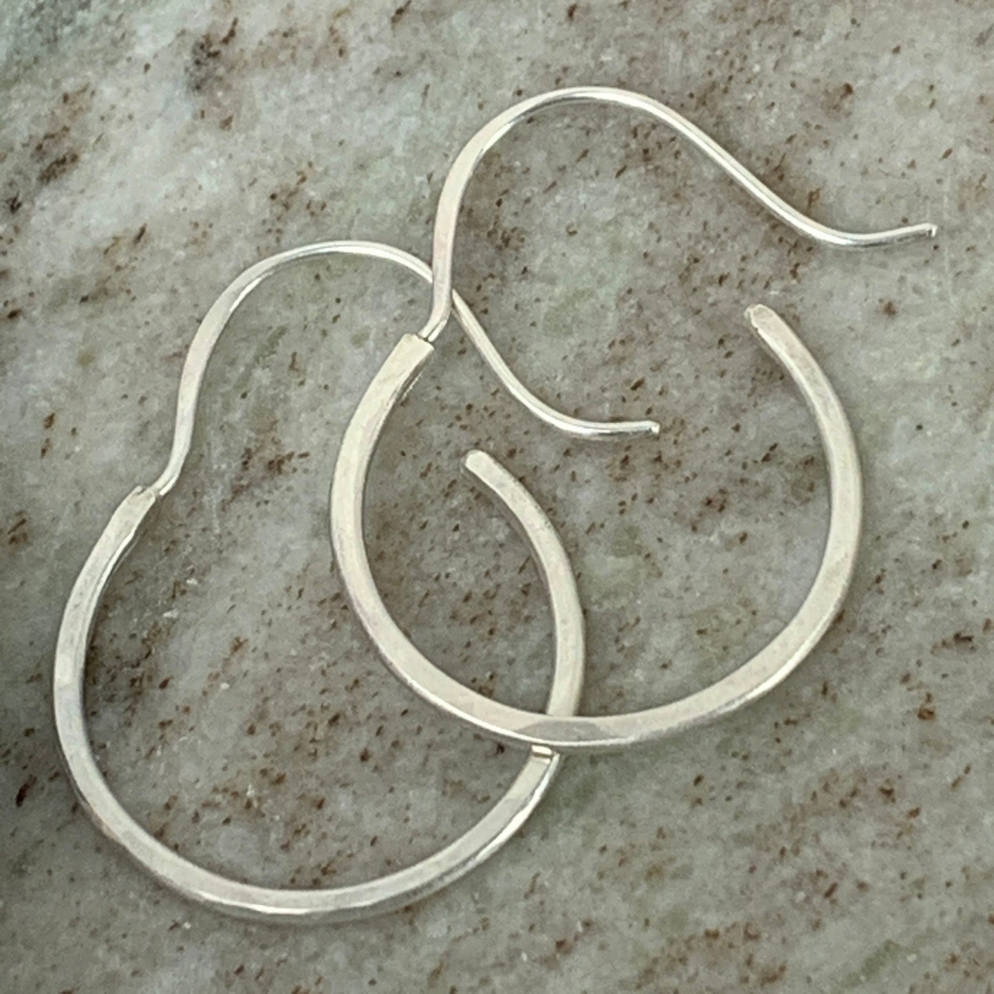 Small silver hoops - sterling silver plain hoops - forged sterling earrings - classic dainty hoops - recycled silver with rustic finish