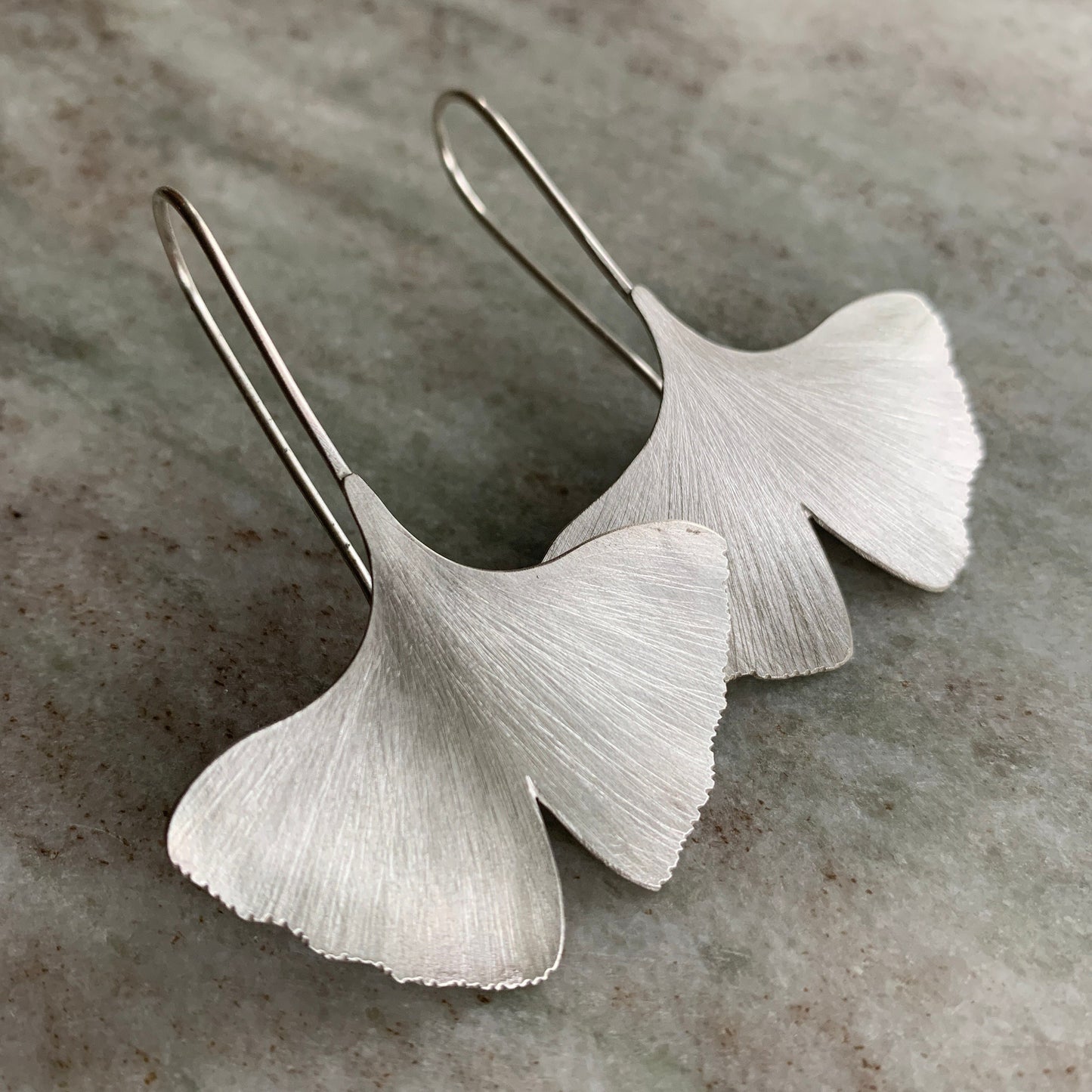 Leaf earrings - sterling earrings - ginkgo leaf design - feminine silver earrings- statement jewelry - gift for earthy mom