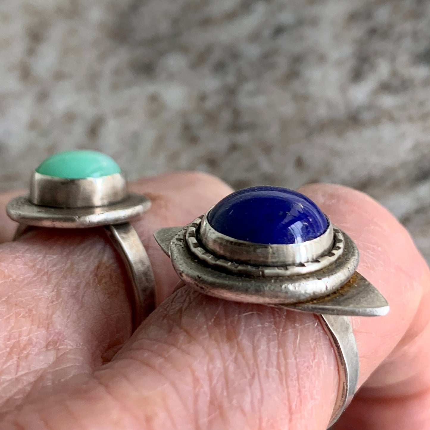 Ring, size 8, talisman symbol, mystical jewelry - protection from evil spirits. Lapis lazuli ring for men and women.