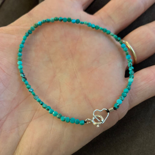 Delicate turquoise bead bracelet - genuine turquoise jewelry for women - beaded bracelet with sterling clasp - Southwest style - boho vibes