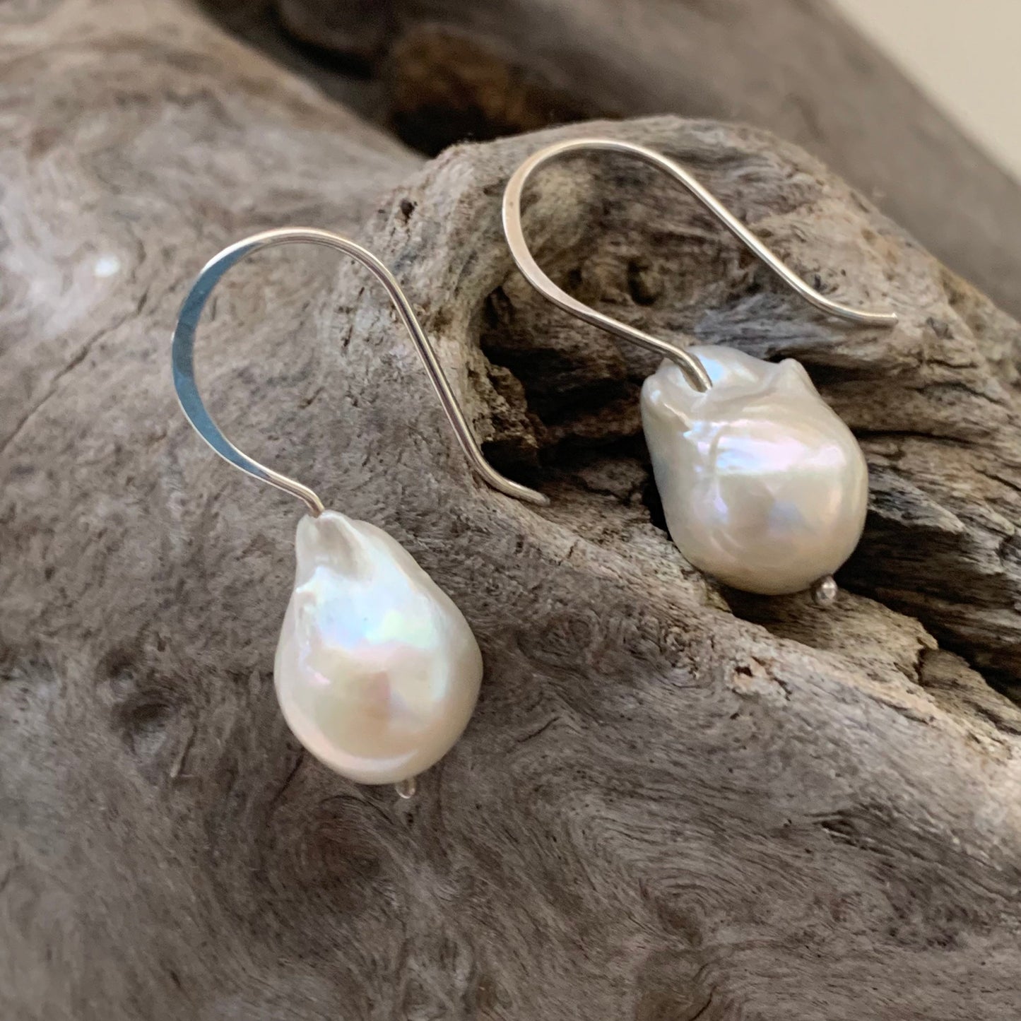 Small pearl earrings - freshwater baroque pearls - pearl drop earrings with sterling ear wires - simple pearl jewelry - handmade - for her