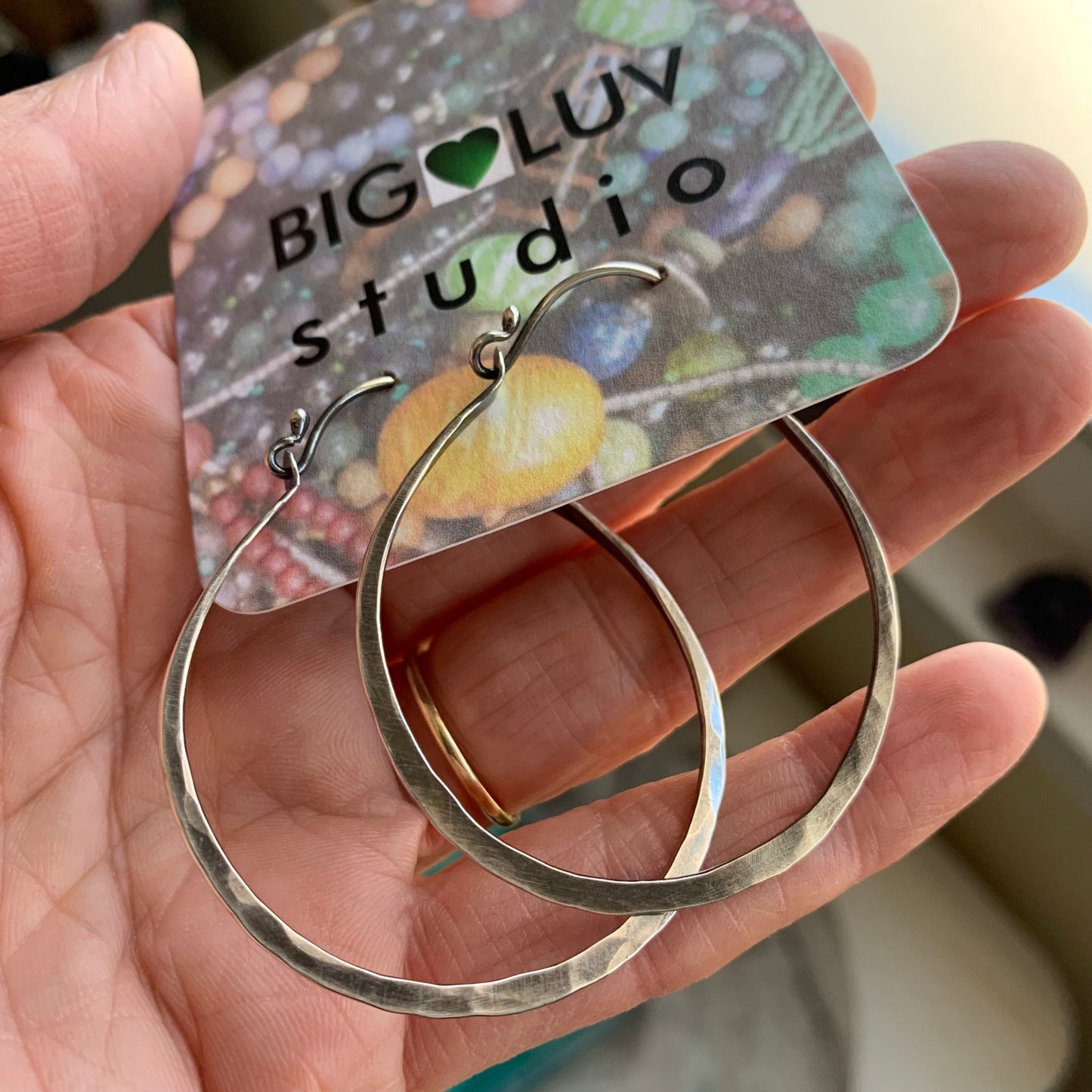 Silver hoops - sterling silver round hoop earrings - handmade jewelry - forged metal - boho style - one of a kind jewelry for women - gifts