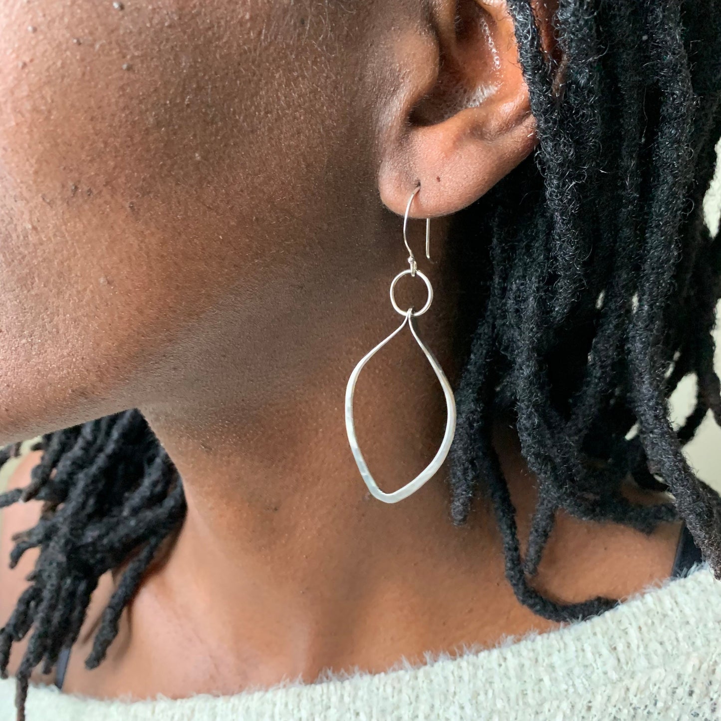 Silver leaf earrings - nature theme jewelry - sterling earrings - boho jewelry - street style - earthy, everyday earrings - gifts for women