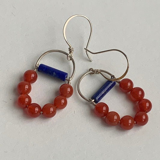 Carnelian and lapis earrings - boho style beaded jewelry - gifts for yoga moms - healing gemstones - chakra balance - earthy handmade